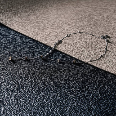 Obsidienne | Argent | Suspension double cascade de verre Firefly